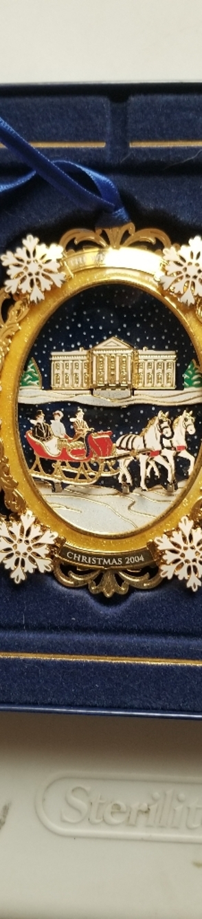 Gold and White Snowflake Christmas Ornament - Holiday Sleigh Design